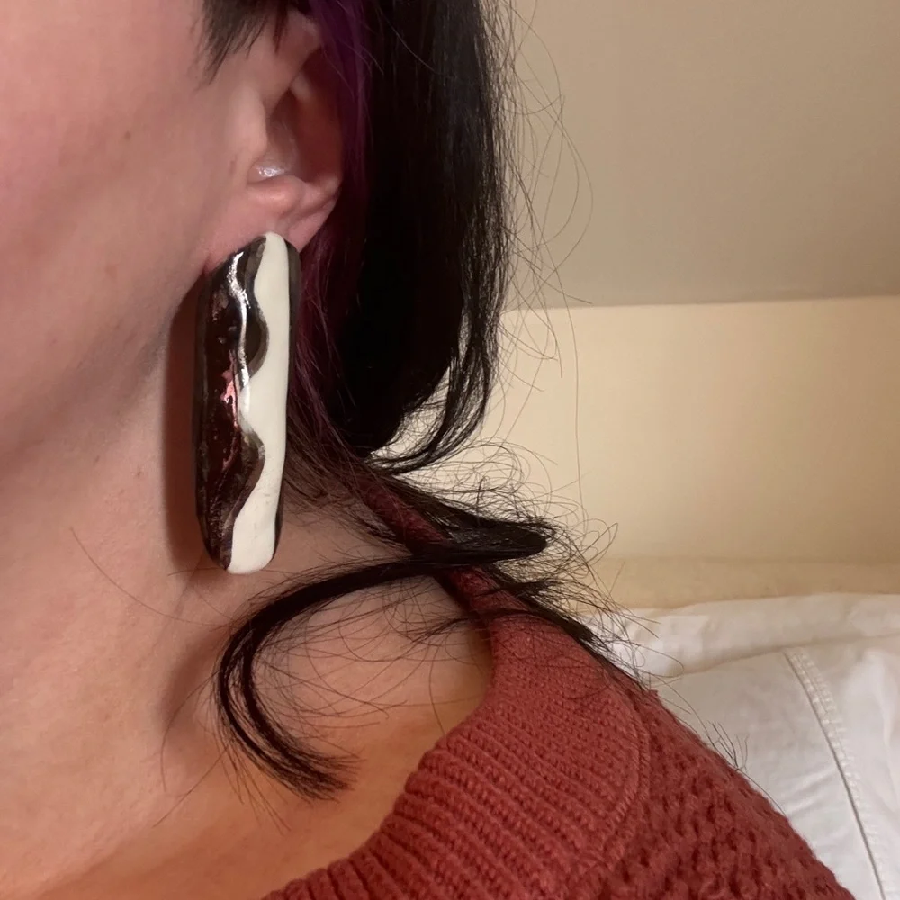Rare Vintage Handmade Abstract Statement Organic-Shaped Drop Earrings